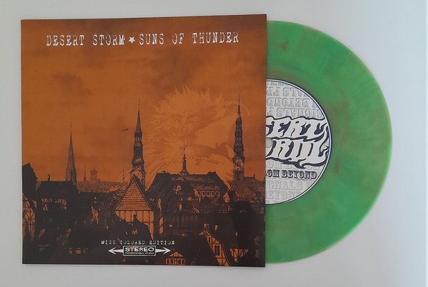 DESERT STORM/SUNS OF THUNDER -Split 7"- swamp green vinyl with brown artwork middcolored