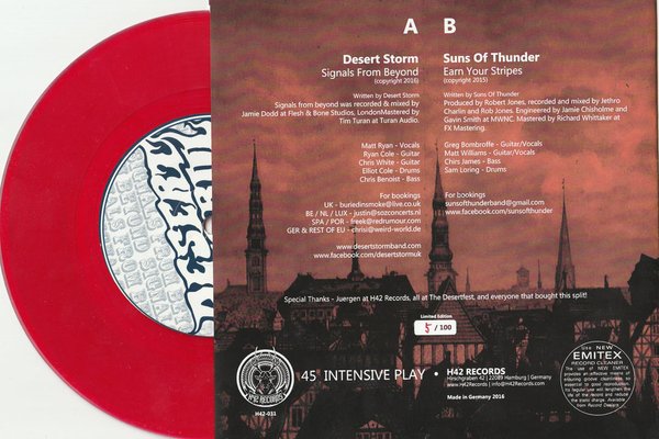 DESERT STORM/SUNS OF THUNDER -Split 7"-red vinyl with red artwork (ltd. 100)