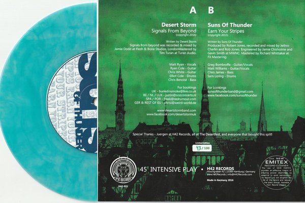 DESERT STORM/SUNS OF THUNDER -Split 7"-green vinyl with green artwork (ltd. 100)